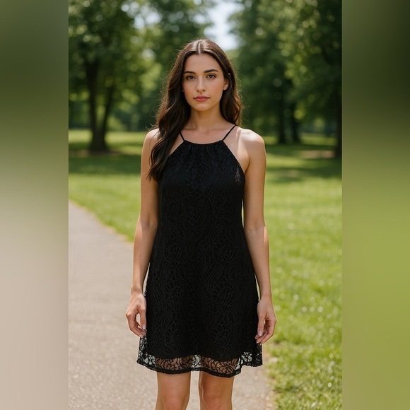 Zara Dresses & Skirts - ZARA Black Lace Tank Mini Dress Size Small